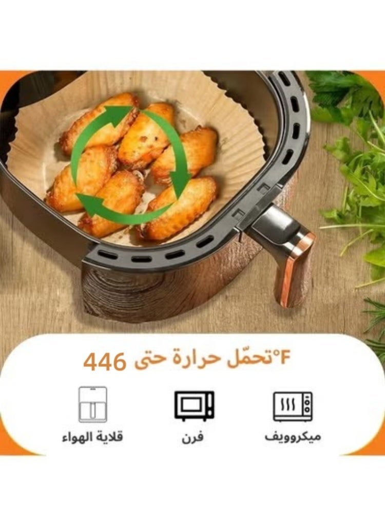 مونستون كرييشونز **200 قطعة بطانة ورقية قابلة للاستخدام مرة واحدة لجهاز قلي الهواء، قطر 20 سم / 7.9 بوصة، ورق خبز (ورق زبدة) غير لاصق ومقاوم للزيت والماء، يتحمل حرارة تصل إلى 230 درجة مئوية، وسهل التنظيف.** - Image 3